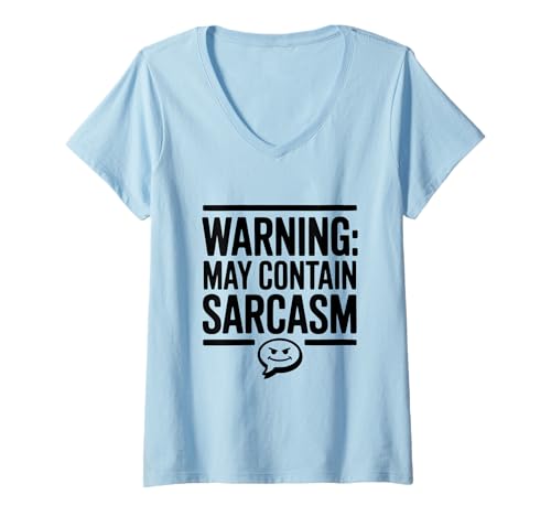 Damen Warnung: Kann Sarkasmus enthalten lustig für sarkastische Menschen T-Shirt mit V-Ausschnitt Damen Warnung: Kann Sarkasmus enthalten lustig für sarkastische Menschen T-Shirt mit V-Ausschnitt von Humorously Honest Apparel for Everyone