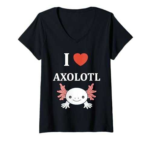 Damen Kleine Tiere Axolotl lustiger einfacher i love axolotl T-Shirt mit V-Ausschnitt Damen Kleine Tiere Axolotl lustiger einfacher i love axolotl T-Shirt mit V-Ausschnitt von Humortiere Axolotl einfaches Axolotl