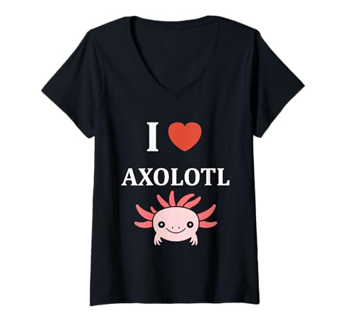Damen Kleine Tiere Axolotl lustiger einfacher i love axolotl T-Shirt mit V-Ausschnitt Damen Kleine Tiere Axolotl lustiger einfacher i love axolotl T-Shirt mit V-Ausschnitt von Humortiere Axolotl einfaches Axolotl