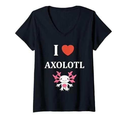 Damen Kleine Tiere Axolotl lustiger einfacher i love axolotl T-Shirt mit V-Ausschnitt Damen Kleine Tiere Axolotl lustiger einfacher i love axolotl T-Shirt mit V-Ausschnitt von Humortiere Axolotl einfaches Axolotl
