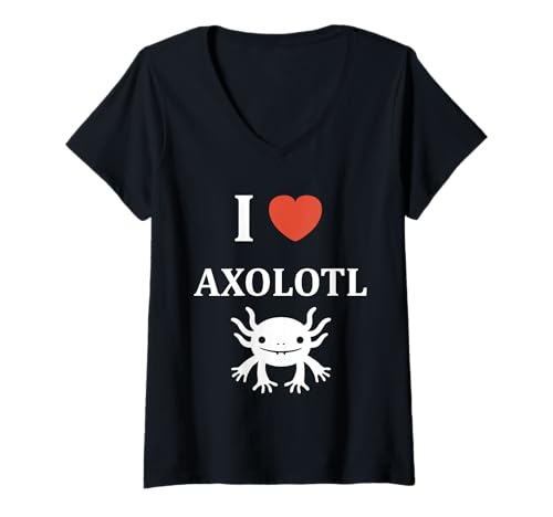 Damen Kleine Tiere Axolotl lustiger einfacher i love axolotl T-Shirt mit V-Ausschnitt Damen Kleine Tiere Axolotl lustiger einfacher i love axolotl T-Shirt mit V-Ausschnitt von Humortiere Axolotl einfaches Axolotl