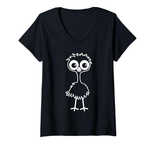 Damen Animals Emus Minimalist Funny Bird Simple emu T-Shirt mit V-Ausschnitt Damen Animals Emus Minimalist Funny Bird Simple emu T-Shirt mit V-Ausschnitt von Humor Bird Funny animals Emus simple emu