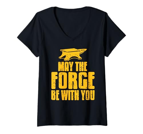 Damen Möge die Schmiedekraft mit Dir Sein Schmiede Spruch T-Shirt mit V-Ausschnitt Damen Möge die Schmiedekraft mit Dir Sein Schmiede Spruch T-Shirt mit V-Ausschnitt von Humorvolle Amboss Schmiede Witzliebhaber