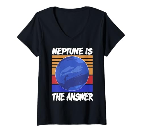 Damen Neptun Planet Spaß Retro Weltraum Astronomie Spruch T-Shirt mit V-Ausschnitt Damen Neptun Planet Spaß Retro Weltraum Astronomie Spruch T-Shirt mit V-Ausschnitt von Humorvolle Astronomie Nerds Kollektion