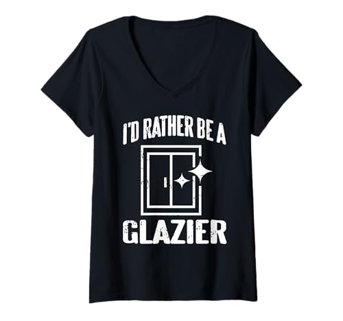 Damen Ich wäre Lieber Glaser Lustiger Berufsspruch T-Shirt mit V-Ausschnitt Damen Ich wäre Lieber Glaser Lustiger Berufsspruch T-Shirt mit V-Ausschnitt von Humorvolle Fensterprofis mit Berufsstolz