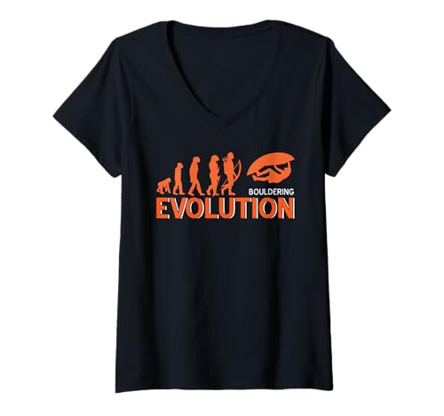 Damen Bouldern Evolution Lustiger Fortschritt Kletterspaß T-Shirt mit V-Ausschnitt Damen Bouldern Evolution Lustiger Fortschritt Kletterspaß T-Shirt mit V-Ausschnitt von Humorvolle Fitness Felswand Training Abenteuer