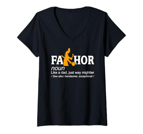Damen Fathor Definition Lustiger Hammer Papa Schmied Stolz T-Shirt mit V-Ausschnitt Damen Fathor Definition Lustiger Hammer Papa Schmied Stolz T-Shirt mit V-Ausschnitt von Humorvolle Hommage An Starke Väter Mit Stil