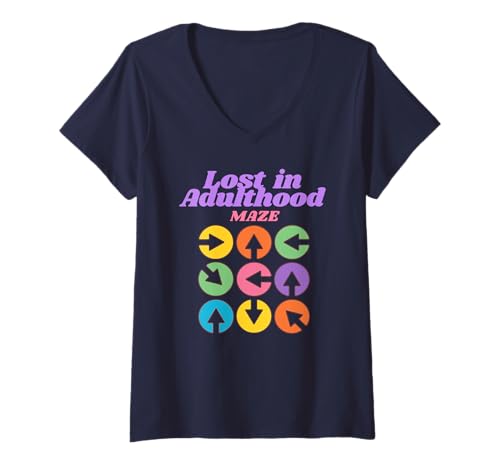 Damen Verloren im Erwachsenenlabyrinth Lustiges Lebenschaos T-Shirt mit V-Ausschnitt Damen Verloren im Erwachsenenlabyrinth Lustiges Lebenschaos T-Shirt mit V-Ausschnitt von Humorvolle Lebensentscheidungen und Navigation