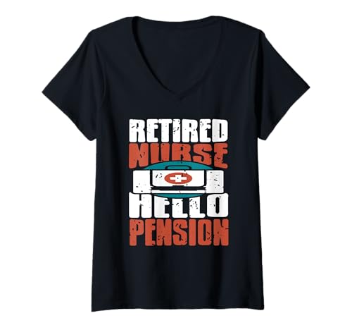 Damen Stolze Krankenschwester im Ruhestand Spruch T-Shirt mit V-Ausschnitt Damen Stolze Krankenschwester im Ruhestand Spruch T-Shirt mit V-Ausschnitt von Humorvolle Pflegekraft geht in Rente