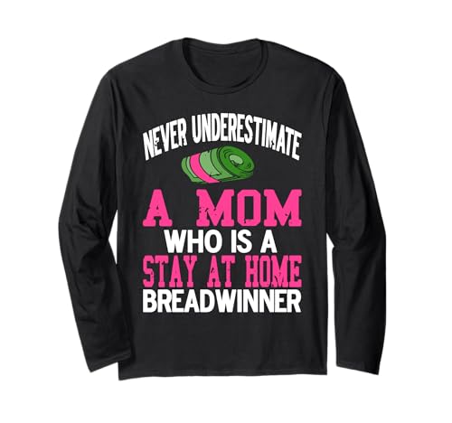 Unterschätze Nie Lustige Zuhause Mama Brotverdiener Spruch Langarmshirt Unterschätze Nie Lustige Zuhause Mama Brotverdiener Spruch Langarmshirt von Humorvolle Starke Sprüche für Mutige Stolze Mütter