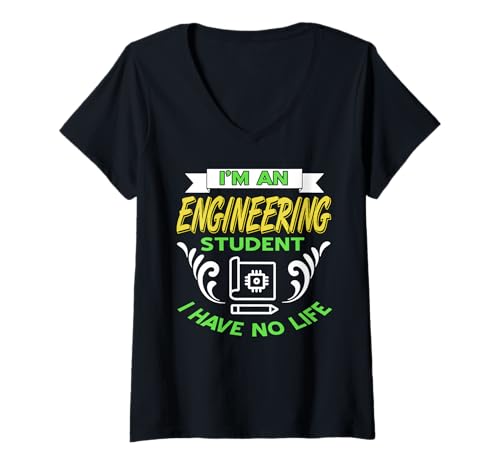Damen Lustiger Ingenieurstudent Lernstress Spruch T-Shirt mit V-Ausschnitt Damen Lustiger Ingenieurstudent Lernstress Spruch T-Shirt mit V-Ausschnitt von Humorvolle Studenten Technik Uni Alltag