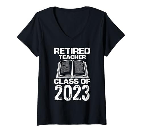 Damen Lehrer Im Ruhestand Abschlussklasse 2023 Letztes Kapitel T-Shirt mit V-Ausschnitt Damen Lehrer Im Ruhestand Abschlussklasse 2023 Letztes Kapitel T-Shirt mit V-Ausschnitt von Humorvoller Lehrerabschied Bücher Ruhestand