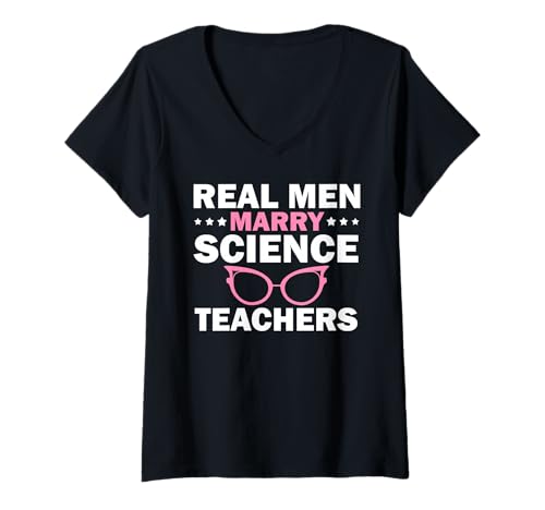 Damen Echte Männer Lieben Naturwissenschaftslehrerinnen T-Shirt mit V-Ausschnitt Damen Echte Männer Lieben Naturwissenschaftslehrerinnen T-Shirt mit V-Ausschnitt von Humorvoller Partner einer Lehrerfrau
