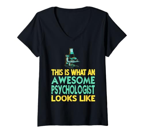 Damen So Sieht EIN großartiger Psychologe wirklich aus T-Shirt mit V-Ausschnitt Damen So Sieht EIN großartiger Psychologe wirklich aus T-Shirt mit V-Ausschnitt von Humorvoller Psychologie Spruch mit Stolz