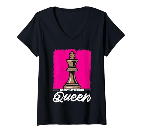 Damen Lustige Schach Schachfiguren Dame - Oops Das War Meine Dame T-Shirt mit V-Ausschnitt Damen Lustige Schach Schachfiguren Dame - Oops Das War Meine Dame T-Shirt mit V-Ausschnitt von Humorvoller Schachspiel Zubehör Outfit