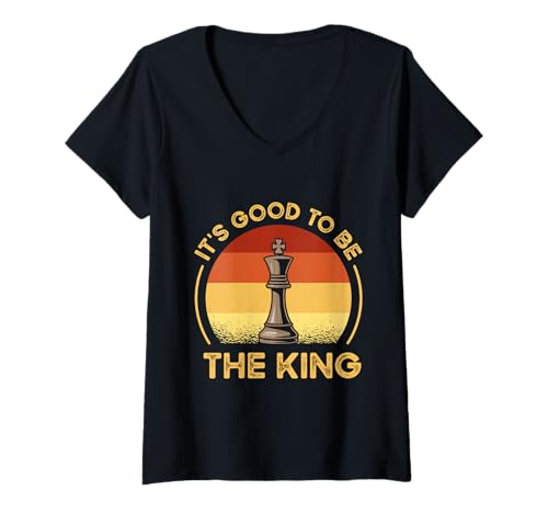 Damen Lustiges Schachspiel Schach Design Schachfiguren König T-Shirt mit V-Ausschnitt Damen Lustiges Schachspiel Schach Design Schachfiguren König T-Shirt mit V-Ausschnitt von Humorvoller Schachspiel Zubehör Outfit