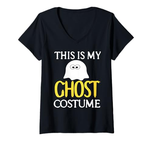 Damen Dies ist Mein lustiger fauler Geisterstil an Halloween T-Shirt mit V-Ausschnitt Damen Dies ist Mein lustiger fauler Geisterstil an Halloween T-Shirt mit V-Ausschnitt von Humorvoller Spruch für entspannte Menschen