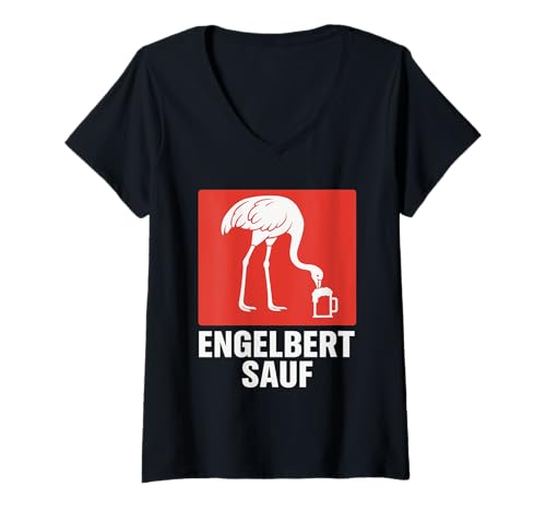 Damen Engelbert Sauf Design – Lustiger BAU- & Party-Vogel mit Bier T-Shirt mit V-Ausschnitt Damen Engelbert Sauf Design – Lustiger BAU- & Party-Vogel mit Bier T-Shirt mit V-Ausschnitt von Humorvolles Handwerker-Motiv Lustiges