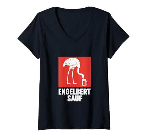 Damen Engelbert Sauf Design – Lustiger Bau- & Party-Vogel mit Bier T-Shirt mit V-Ausschnitt von Humorvolles Handwerker-Motiv