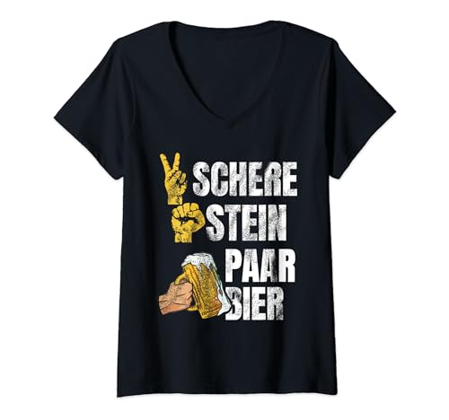 Damen Schere, Stein, Paar, Bier - das perfekte Outfit T-Shirt mit V-Ausschnitt Damen Schere, Stein, Paar, Bier - das perfekte Outfit T-Shirt mit V-Ausschnitt von Humorvolles Kostüm : Schere, Stein, Paar, Bier