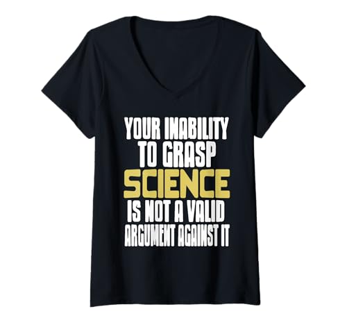 Damen Verstehe Wissenschaft statt Meinung – Logik-Spruch T-Shirt mit V-Ausschnitt Damen Verstehe Wissenschaft statt Meinung – Logik-Spruch T-Shirt mit V-Ausschnitt von Humorvolles kritisches Denken für Lehrer