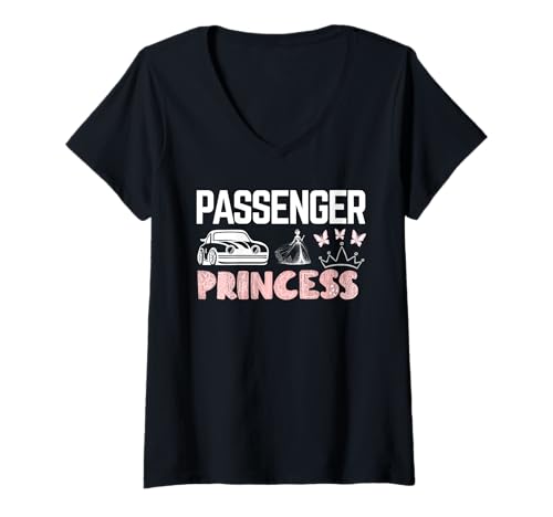 Damen Passagierprinzessin lustiger Autositz Humor T-Shirt mit V-Ausschnitt Damen Passagierprinzessin lustiger Autositz Humor T-Shirt mit V-Ausschnitt von Humour car seat Passenger Princess