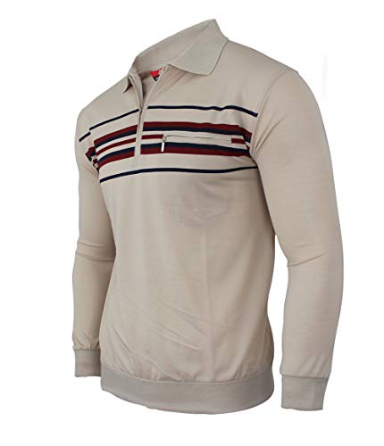 Humy Herren Langarm Poloshirt, Polohemd, Blousonshirt aus Baumwoll-Mix (M bis 3XL) (2XL, [M3] Beige) von Humy