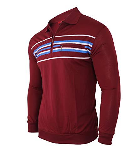 Humy Herren Langarm Poloshirt, Polohemd, Blousonshirt aus Baumwoll-Mix (M bis 3XL) (2XL, [M3] Bordeaux) von Humy