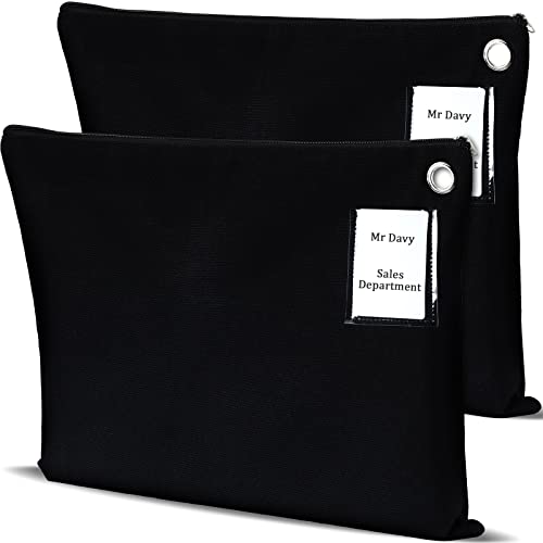 Humyoun Interoffice Versandtasche aus Segeltuch, mit Reißverschluss, 45,7 x 35,6 cm, große Reißverschlusstasche mit Öse, Schwarz, 2 Stück von Humyoun