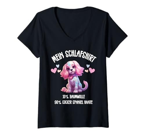 Damen Mein Schlafshirt Hund English Cocker Spaniel Humor T-Shirt mit V-Ausschnitt von Hund English Cocker Spaniel Humor