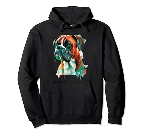 Deutscher Boxer Hund Wasserfarbe Design Pullover Hoodie von Hund Hundebesitzer Hunde Hündchen Welpe