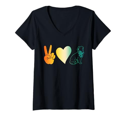 Damen Border Collie T-Shirt mit V-Ausschnitt Damen Border Collie T-Shirt mit V-Ausschnitt von Hund Hundeliebhaber Border Collie