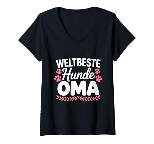 Damen Weltbeste Hunde Oma Großmutter Hundebesitzer T-Shirt mit V-Ausschnitt Damen Weltbeste Hunde Oma Großmutter Hundebesitzer T-Shirt mit V-Ausschnitt von Hund Hundeliebhaber