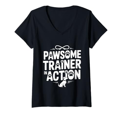 Damen Pawsome Trainer In Action Hundedisziplin Hunde - T-Shirt mit V-Ausschnitt Damen Pawsome Trainer In Action Hundedisziplin Hunde - T-Shirt mit V-Ausschnitt von Hund Pet Trainer Pro Humor