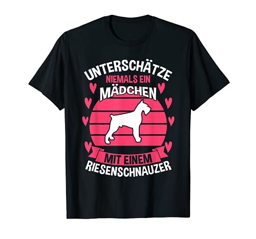 Unterschätze niemals ein Mädchen mit Riesenschnauzer T-Shirt von Hund Riesenschnauzer Geschenk