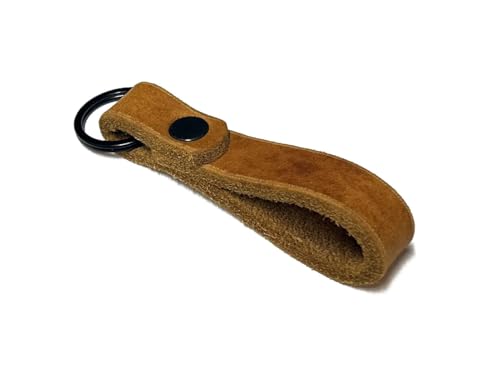 Hund natürlich Leder Schlüsselanhänger aus dickem Rindsleder mit schwarz mattem Ring für Männer und Frauen tolle Geschenkidee oder Mitbringsel, made in Germany (cognac) von Hund natürlich