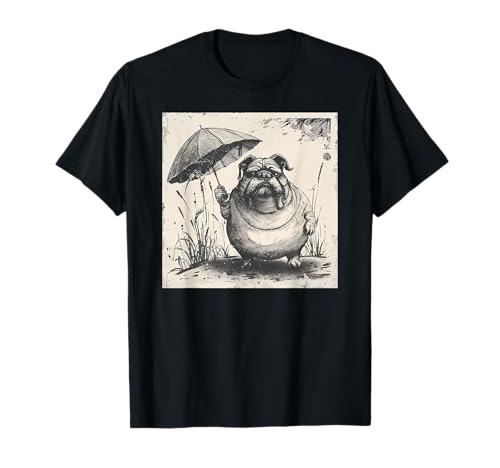 Hund mit Regenschirm, Vintage Japan T-Shirt Hund mit Regenschirm, Vintage Japan T-Shirt von Hunde, Japan, Kunst