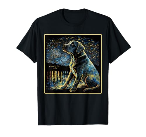 Labrador TShirt Damen Herren Hund Gemälde Sterne Nacht Kunst T-Shirt Labrador TShirt Damen Herren Hund Gemälde Sterne Nacht Kunst T-Shirt von Hunde Designs & Labrador Motive