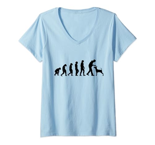 Damen Eine Evolution mit dem Hund T-Shirt mit V-Ausschnitt Damen Eine Evolution mit dem Hund T-Shirt mit V-Ausschnitt von Hunde Dogs Designs24
