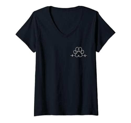 Damen Pfote Pulsschlag am Herzen Hunde T-Shirt mit V-Ausschnitt Damen Pfote Pulsschlag am Herzen Hunde T-Shirt mit V-Ausschnitt von Hunde Gassi Geschenk für Hundeliebhaber