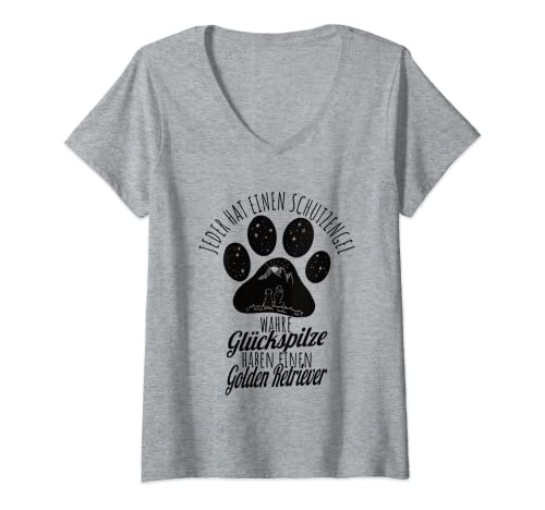 Damen Golden Retriever Schutzengel Hunde Spruch T-Shirt Damen T-Shirt mit V-Ausschnitt Damen Golden Retriever Schutzengel Hunde Spruch T-Shirt Damen T-Shirt mit V-Ausschnitt von Hunde Geschenk für Frauen, Freundin zum Geburtstag