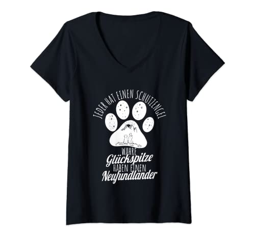 Damen Neufundländer Schutzengel Hunde Spruch T-Shirt Damen T-Shirt mit V-Ausschnitt Damen Neufundländer Schutzengel Hunde Spruch T-Shirt Damen T-Shirt mit V-Ausschnitt von Hunde Geschenk für Frauen, Freundin zum Geburtstag