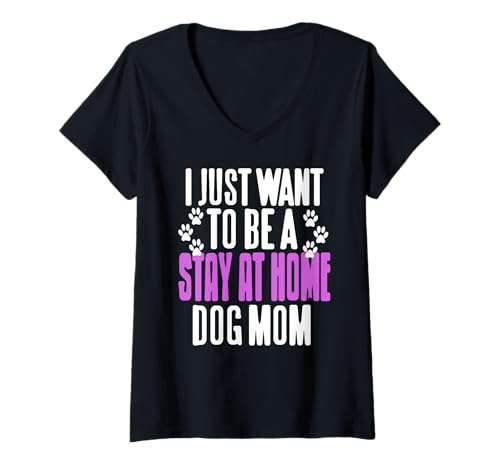 Damen Zuhause Hundemama Leben für Hundefrauen T-Shirt mit V-Ausschnitt Damen Zuhause Hundemama Leben für Hundefrauen T-Shirt mit V-Ausschnitt von Hunde Humor Und Haustierliebhaber