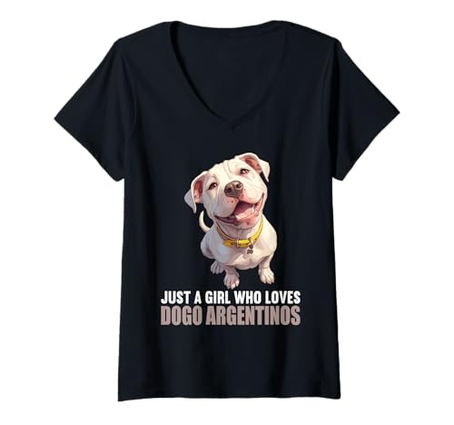 Damen Hunde Hund argentinische Dogge Dogo Argentino T-Shirt mit V-Ausschnitt Damen Hunde Hund argentinische Dogge Dogo Argentino T-Shirt mit V-Ausschnitt von Hunde Hund argentinische Dogge Tier Shop