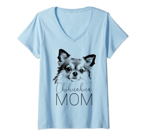 Damen Dog Mom Chihuahua - Hunde Mama T-Shirt mit V-Ausschnitt von Hunde Mama - Chihuahua Dog Mom