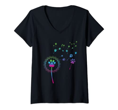 Damen Hunde Motive für Hunde Mamas - Blumen aus Hundepfoten T-Shirt mit V-Ausschnitt Damen Hunde Motive für Hunde Mamas - Blumen aus Hundepfoten T-Shirt mit V-Ausschnitt von Hunde Motive für Hunde Mamas - Dog Mom Fashion