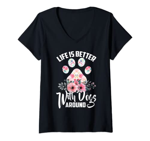 Damen Hunde Motive für Hunde Mamas - Life IS Better With Dogs T-Shirt mit V-Ausschnitt Damen Hunde Motive für Hunde Mamas - Life IS Better With Dogs T-Shirt mit V-Ausschnitt von Hunde Motive für Hunde Mamas - Dog Mom Fashion