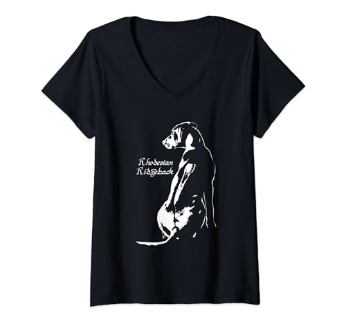 Damen Rhodesian Ridgeback | Hundeliebhaber Löwenjagd T-shirt T-Shirt mit V-Ausschnitt Damen Rhodesian Ridgeback | Hundeliebhaber Löwenjagd T-shirt T-Shirt mit V-Ausschnitt von Hunde Shirt Store