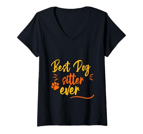 Damen Best Dog Sitter Ever Training für Haustiere T-Shirt mit V-Ausschnitt von Hunde-Tiertraining-Engagement