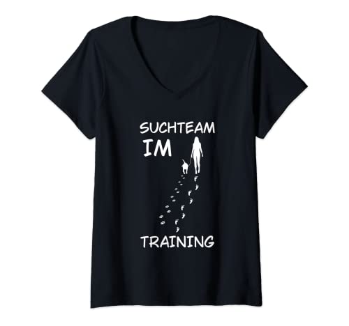 Damen Suchteam Im Training Mantrailing Hundesport Spruch T-Shirt mit V-Ausschnitt Damen Suchteam Im Training Mantrailing Hundesport Spruch T-Shirt mit V-Ausschnitt von Hunde Und Mantrailing Spruch Kleidung